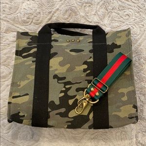 NWOT Camo Tote w/ Gucci Style Strap